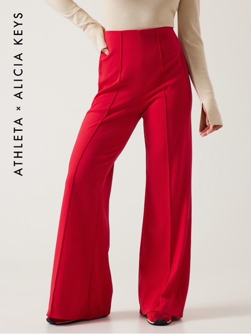 Athleta x Alicia Keys Tropical Red Keys Limitless Wide Leg Pants Size 6